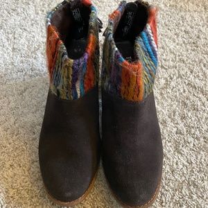 TOMS Leila Suede & Yarn Bootie Boho Chocolate Brown